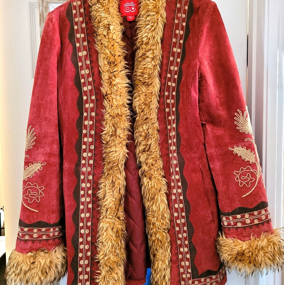 Suede Boho embroidered coat